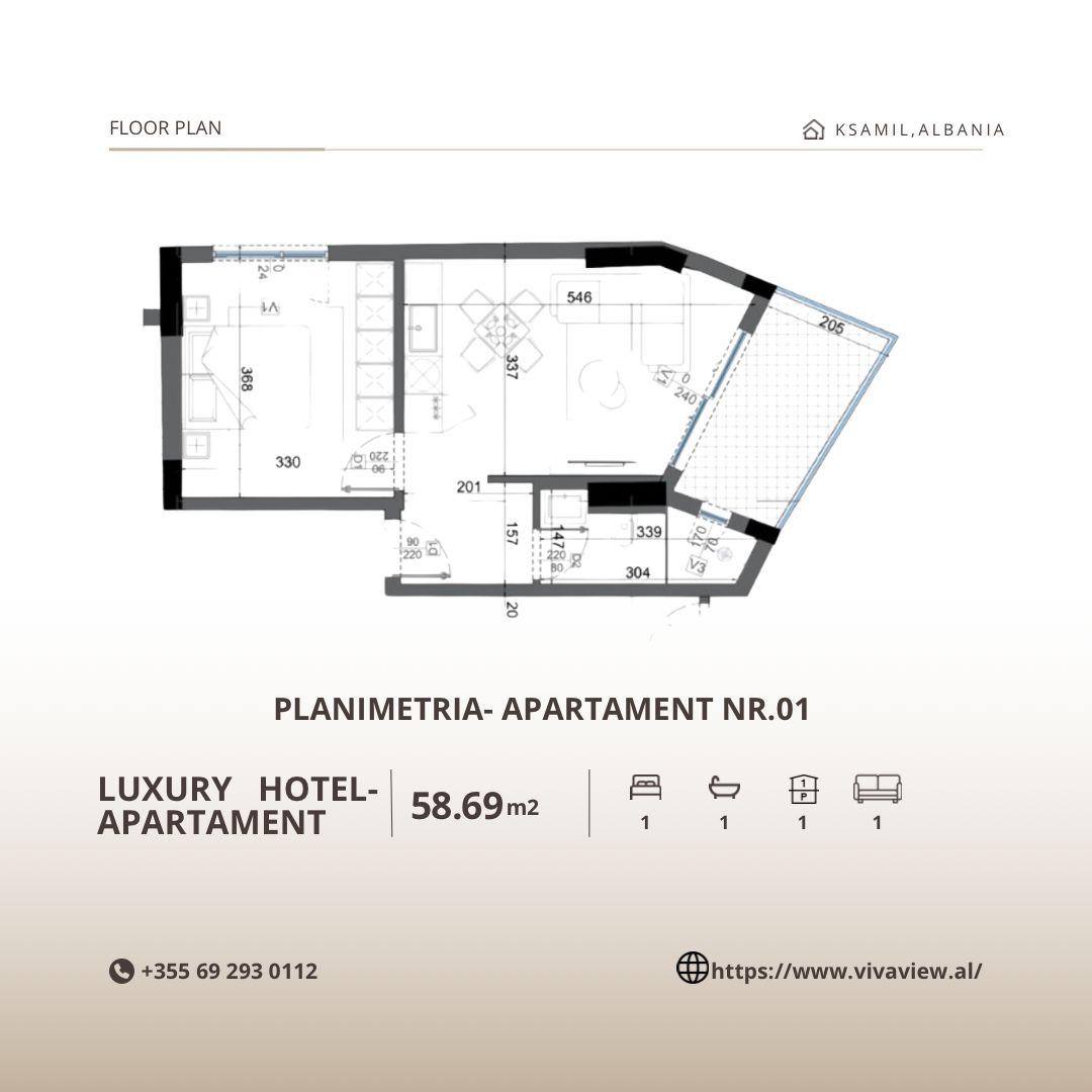 Hotell-lägenhet till salu i Ksamil, Saranda eller kan användas för AirBnB.